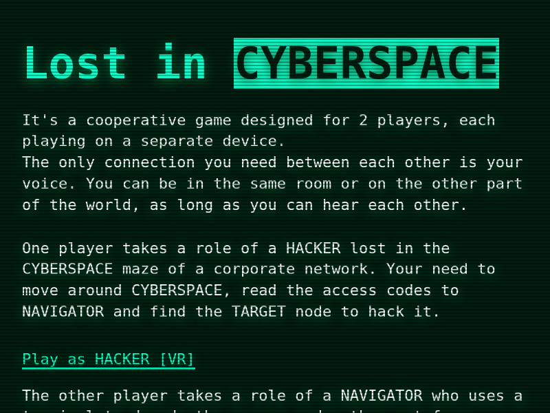 Lost in Cyberspace cover art — Wasm Arcade