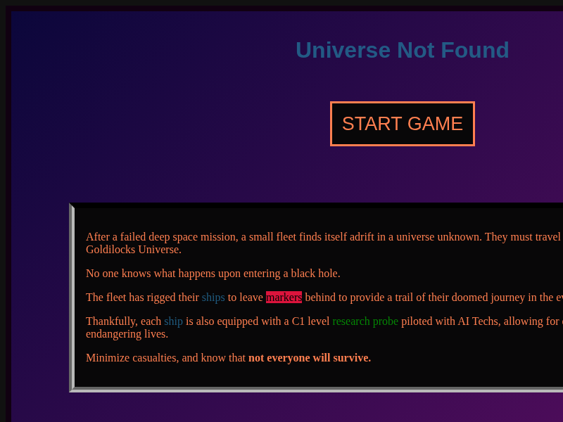 Universe Not Found cover art — Wasm Arcade