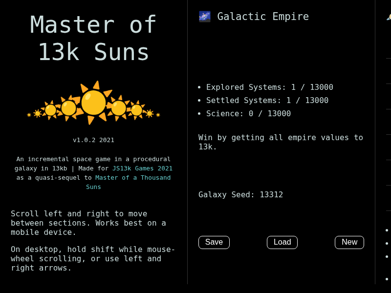 Master of 13k Suns cover art — Wasm Arcade