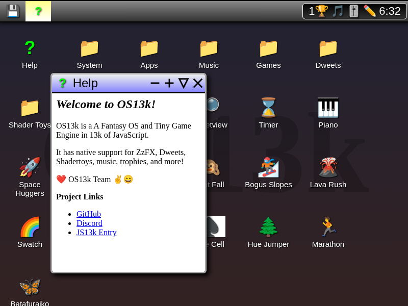 OS13k - A Tiny JavaScript OS cover art — Wasm Arcade