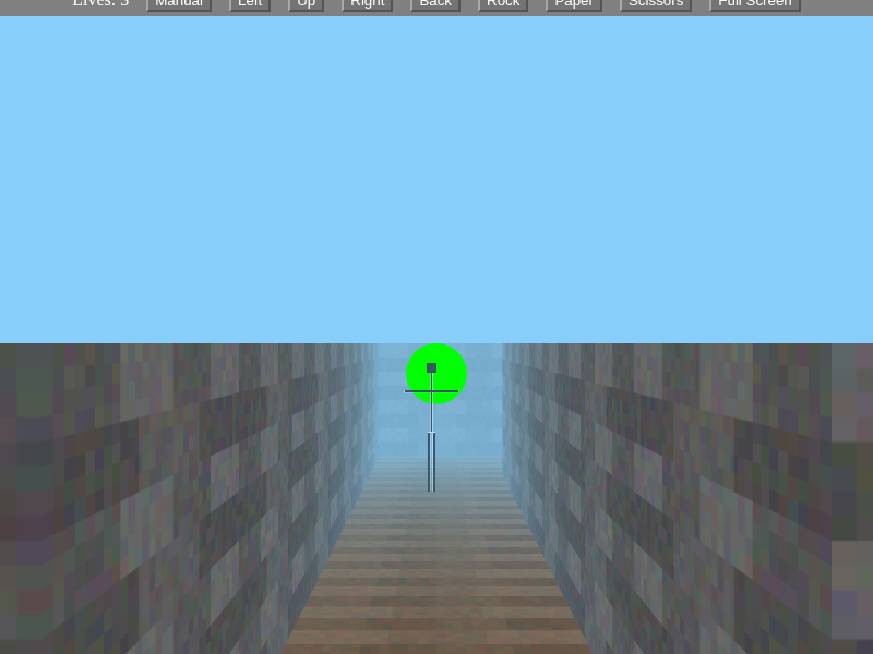 WebGL Rock Paper Scissors game scene with movement and choice controls — Wasm Arcade