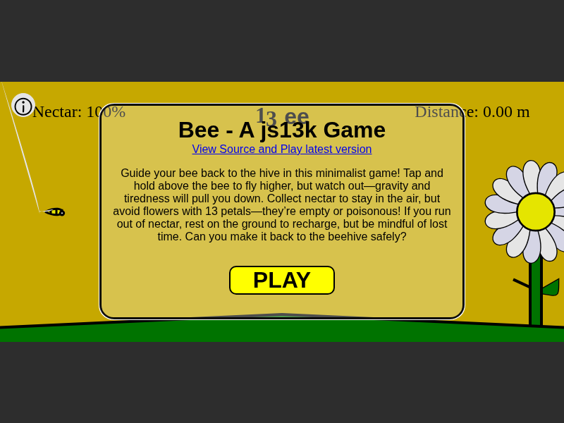Bee - A js13k Game cover art — Wasm Arcade